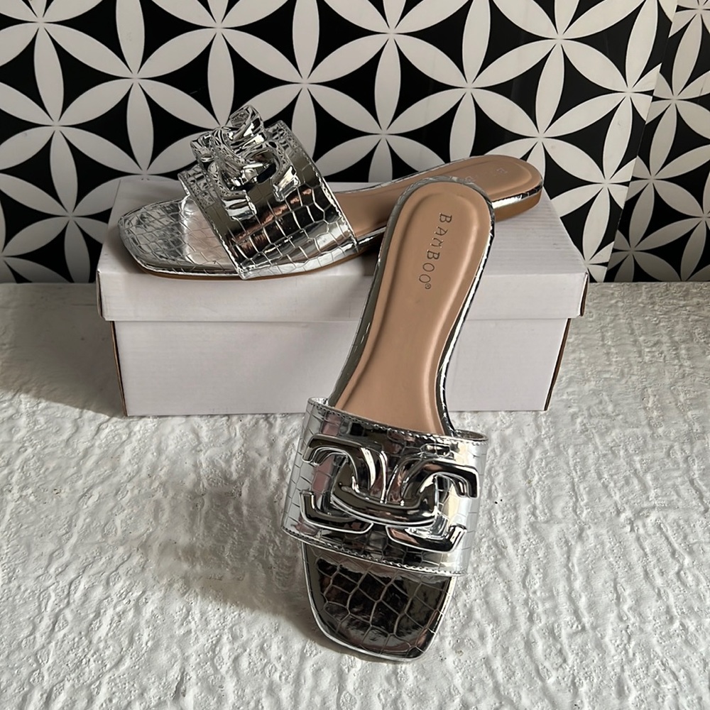 Silver slip on Sandals
